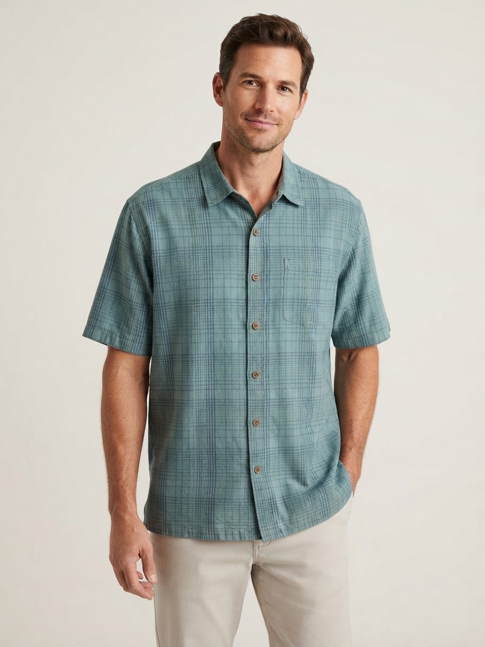 Tommy Bahama Sz XL Vintage 100% Silk Strip Sage Green Button Down Shirt